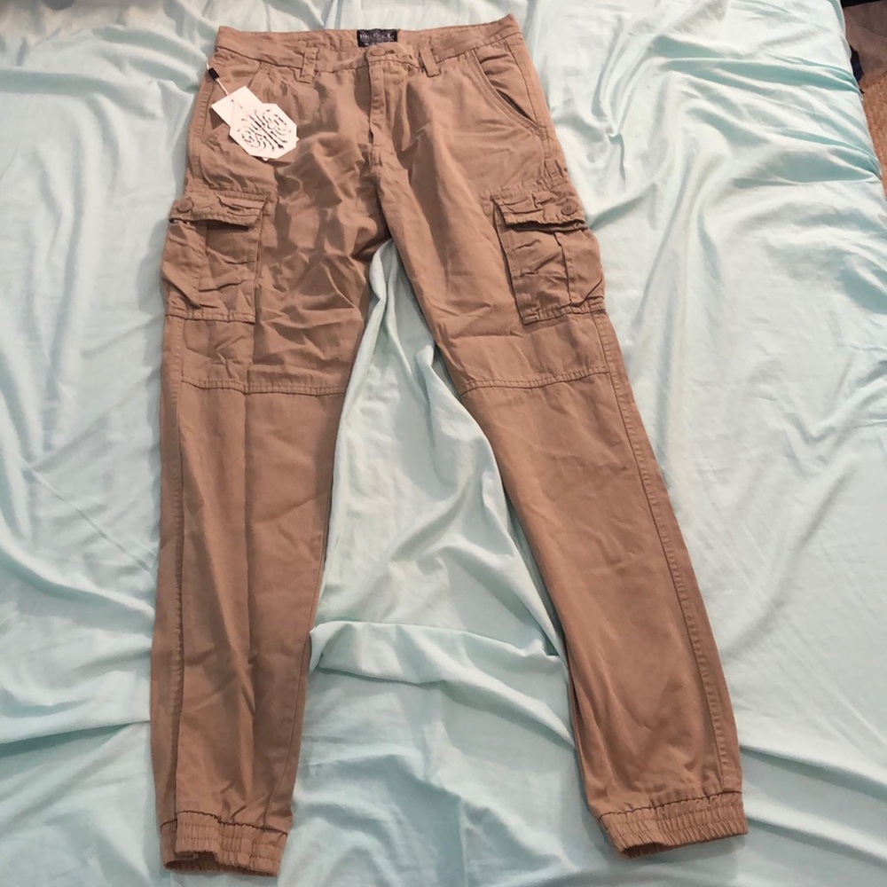 Tan joggers.
